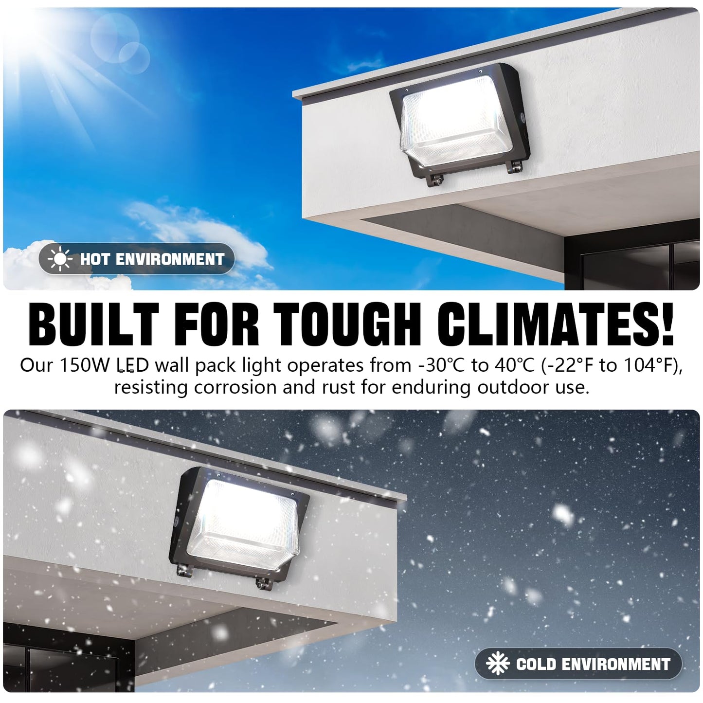 SLAclite 150W LED Wall Pack with Photocell Dusk to Dawn 5000K Waterproof Commercial Outdoor Light Fixture 22500lm 120-277V Equivalent,Energy Save Flood Lights for Building,Yard,Warehouse,Garage-4pack