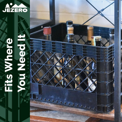 JEZERO 20 Quart 4-Pack Heavy Duty Plastic Crate | Stackable Multi-Purpose Storage Bin for Garage, Home, Office, Groceries, Outdoor, Camping & Kayaking | Black Utility Tote, 17" x 13" x 11"