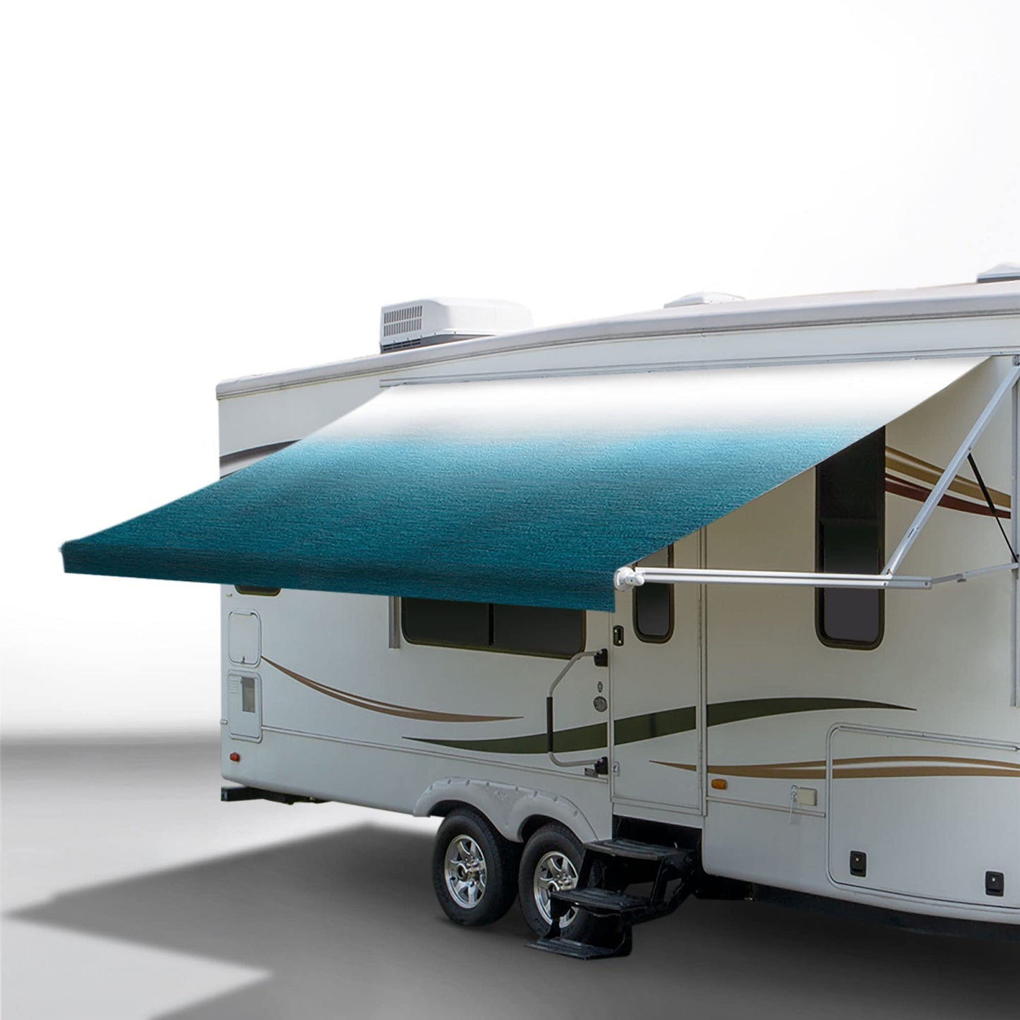 RecPro RV Awning Fabric Replacement | Width Options from 8 to 22 Feet | Variety of Color Options | 8' (96") Length RV Awning | Premium Vinyl (20' - Actual Width 19' 1", Ocean Blue Fade)