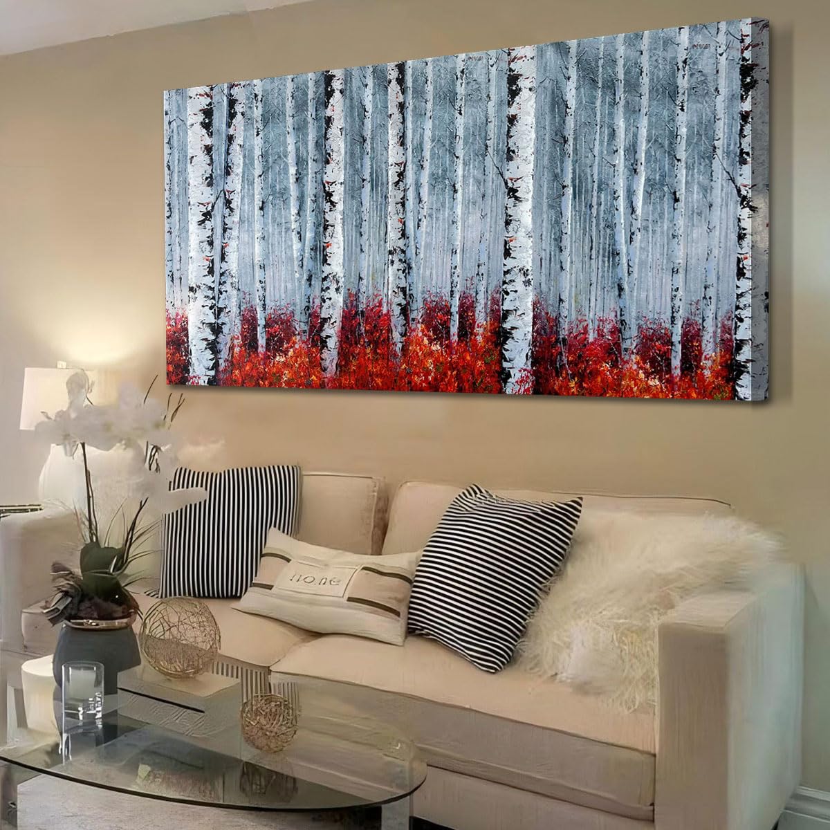 Arjun Tree Wall Art Canvas for Living Room Blue Tree of Life Nature Teal Abstract Textured Painting Picture Modern Panoramic Landscape Artwork Framed Bedroom Home Office Decor, Large Size 40"x20"