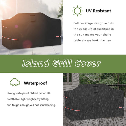 Osileyo 110 Inch Island Grill Cover - 600D Heavy Duty Waterproof All Weather Protection Outdoor Cover,Black