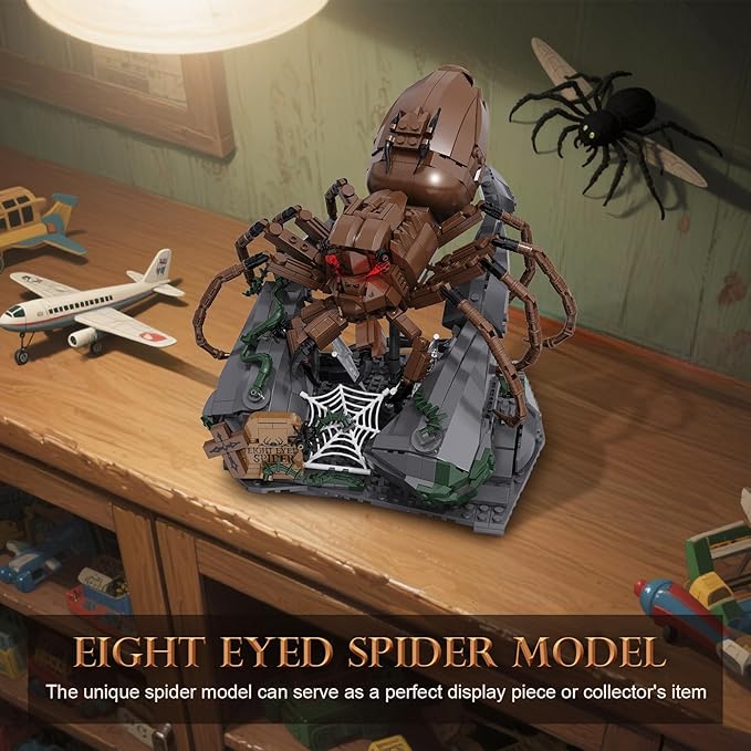 Spider Model Building Set for Adults Boys Girls Eight Eyed Spiders Animal Display Model Halloween Decor Insect Series Building Toy Creative Birthday Gifts (875 Pieces