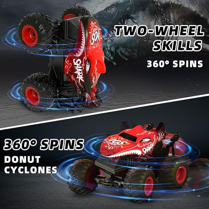 Gohero Remote Control Monster Truck Toys 1:20 Scale RC Shark Monster Trucks with Light &amp Music 2.4Ghz Remote Control Car Boys 4-7 &amp 8-12 Remote Control Truck with 360° Spin Walk Upright &am