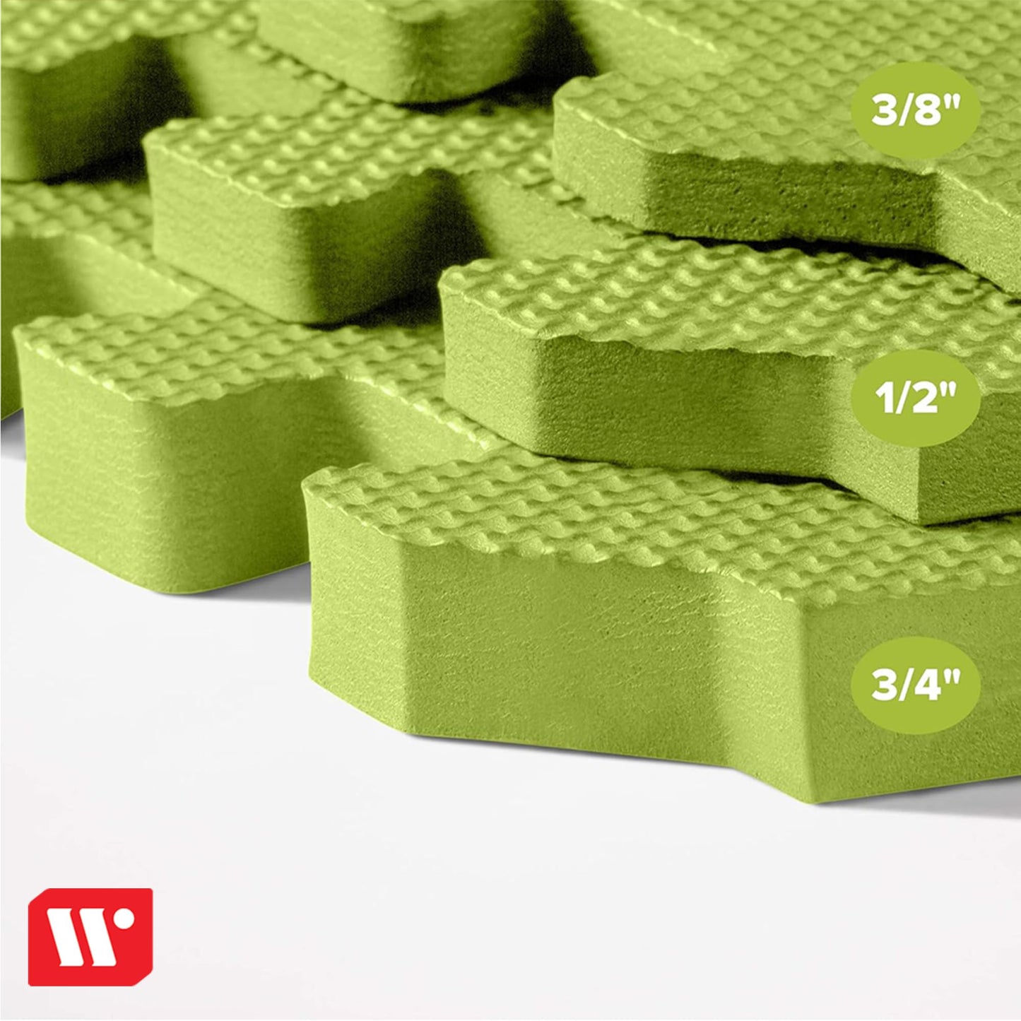 We Sell Mats 3/8 Inch Thick Multipurpose Exercise Floor Mat with EVA Foam, Interlocking Tiles, Anti-Fatigue for Home, or Gym, Lime Green, 100 Sq Ft