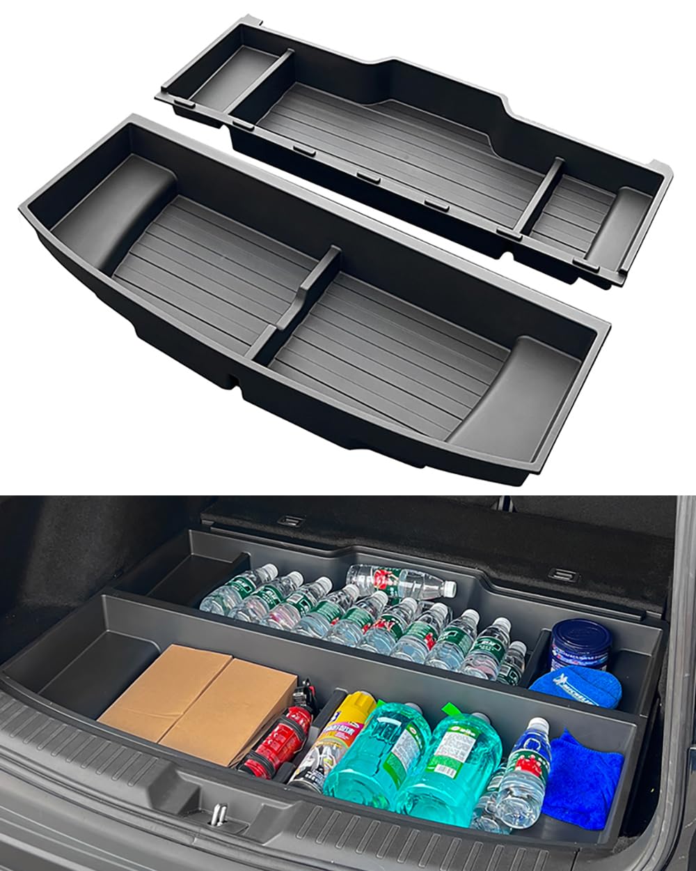 QXZcar Heavy-Duty Trunk Organizer for 2023-2025 Honda CR-V, Insert Cargo Rear Hatch Hidden Storage Box fits CRV EX EX-L LX Touring Accessories