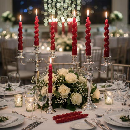 Red Taper Candles Short Candlesticks, 7.5inch Unscented Candle Sticks Dinner Candles for Wedding Centerpiece Home Table Mother's Day Housewarming Party,4 Pack