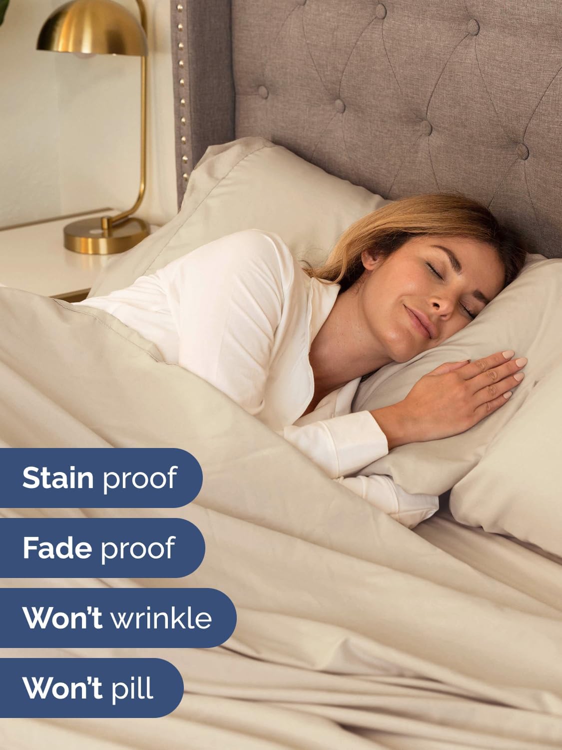 Skiennix Extra Deep Cal King Sheet Set | 6-Piece Breathable Cooling Bedding - Soft, Wrinkle-Free, Easy Fit - Wheat Color
