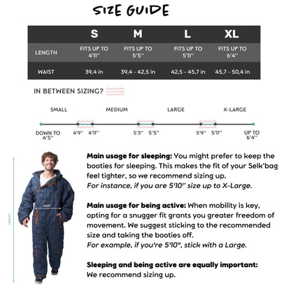 Selk'bag Pro Wearable Sleeping Bag I Outdoor and Indoor Sleeping Bag for Camping, RV Trips, Travelling, Hammocks, Backpacking, Lounging (Blue Navy, Large)