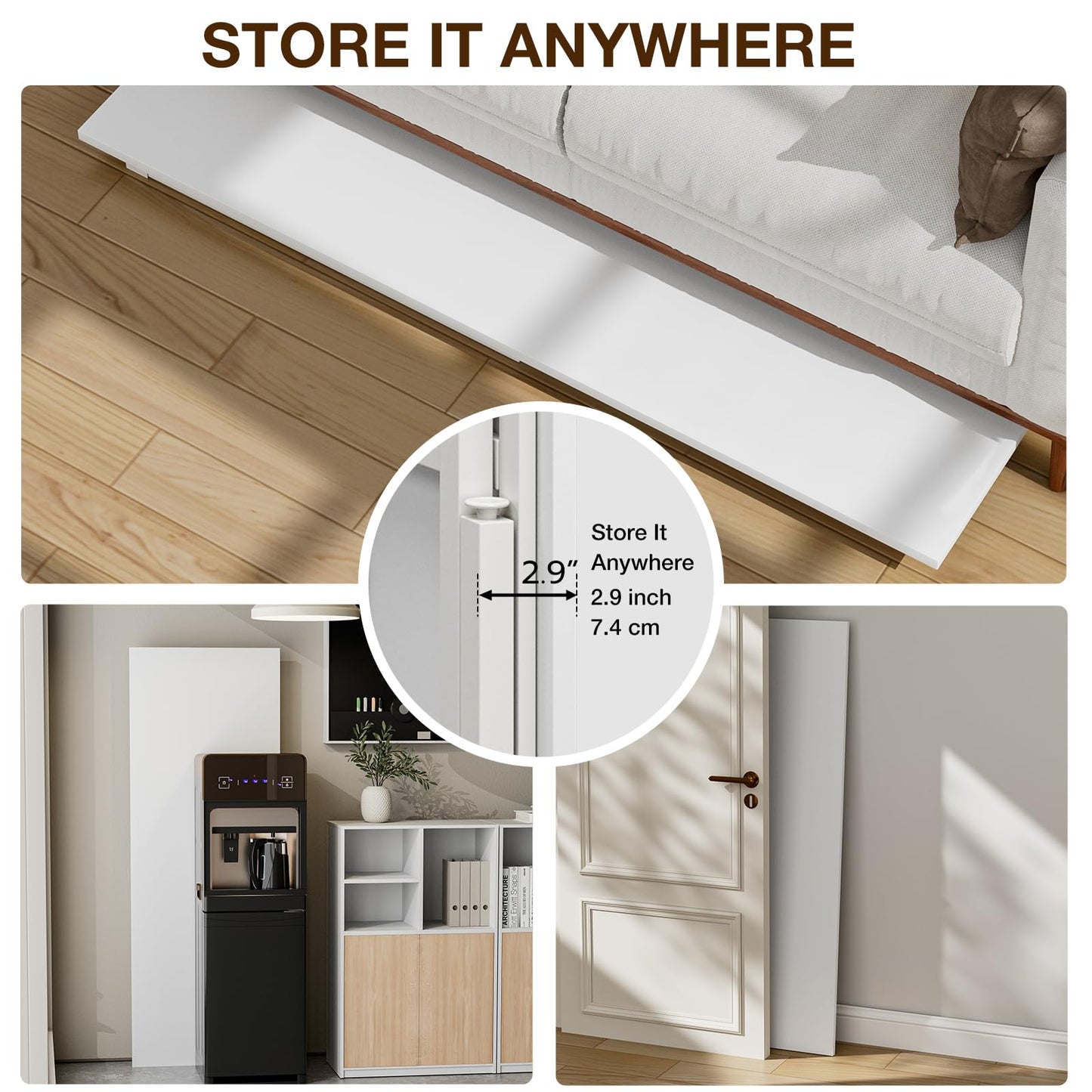 TEMI Long Computer Desk Folding Table - 55.1" Foldable Office Desk, No Assembly, Perfect Writing Table for Bedroom or Apartment, Portable Large Desk or Study Table with Compact Design, White Ash