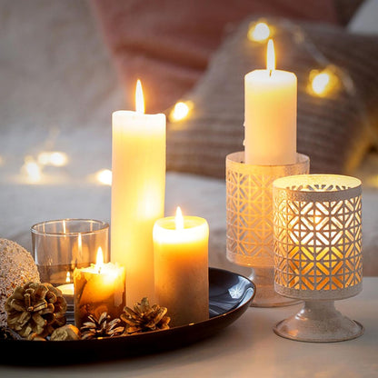 24 Pack Pillar Candles Bulk,Ivory Unscented Tall Candles,3 Sizes White Dripless Smokeless Wax Sticks for Wedding,Dinner Table,Christmas and Home Decor,24|45|60 Hours Burning
