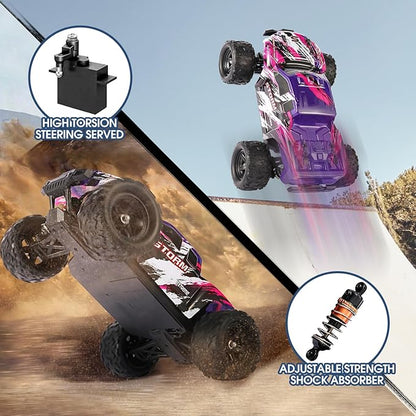 1:18 Scale RC Cars for Adults 40KM/H Fast RC Cars 2.4Ghz Remote Control Car 4X4 Off-Road Waterproof Monster RC Truck Remote Control Truck with 2 Shells and 2 Rechargeable Batteries