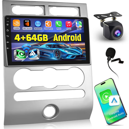 4+64G Android Car Stereo for Ford Expedition 2007-2014 (Manual A/C) - 9 Inch Touchscreen Radio with Wireless Carplay, Android Auto, 5GHz WiFi, GPS, 32EQ DSP, SWC, Mirror Link + AHD Backup Camera