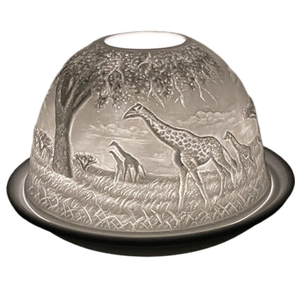 Cello Porcelain Tealight Holder Dome - Giraffe Design with 3D Projection Image & Loving Message Scented Unscented LED Lights Candle Wax Warmer Mom Nanny Birthday Gifts Ornament Home Easter Present