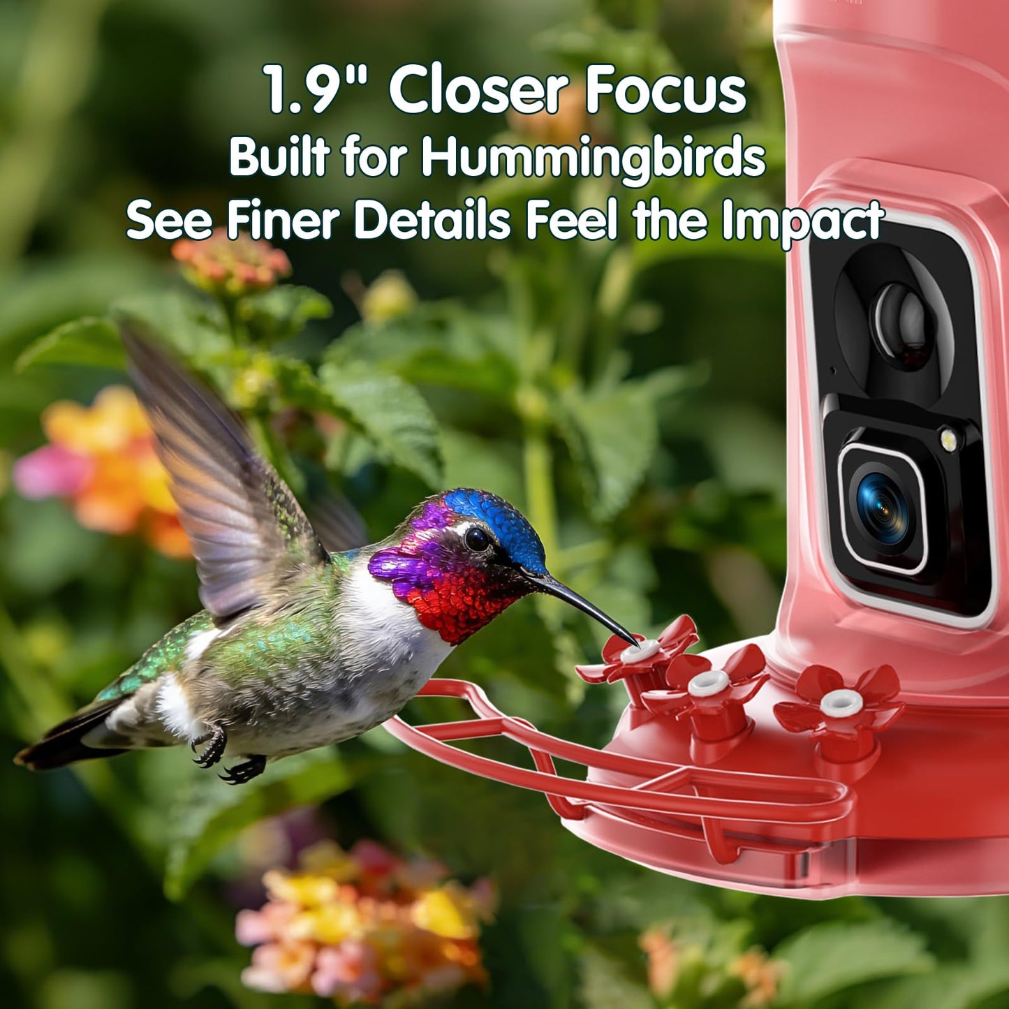Humbirdy Hummingbird Feeder with Camera, 4K Ultra HD Video at 30fps, 10x Slow-Motion at 120fps,1.9in Closer Focus, No Subscription,Leak Proof, Ant Moat,Solar Powered, 2.4G&5G Wi-Fi,Bird Lover Gift