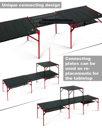 iClimb 1 Extendable Table XL with Lantern Hanger and 1 3M Thinsulate Insulation Warm Camping Blanket Bundle, Ultralight Compact for Solo Person Outdoor Backpacking Beach Camping Concert