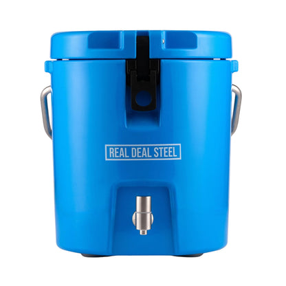 Insulated Beverage Dispenser for Hot Drinks - Hot Cocoa and Coffee - 2 Gallon with Stainless Steel Interior- Portable Sports Drink Dispenser for Camping, Outdoor Events, Parties, & More - Blue