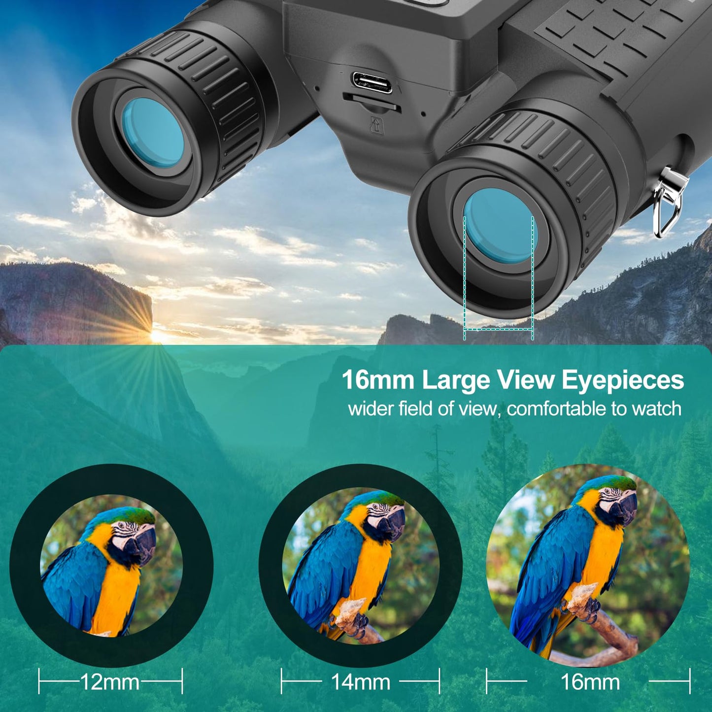 ZZSTAR Binoculars for Adults High Powered, 12x32 Binoculars with Camera, 2" LCD Display, 5MP 1080P Video Photo Recording, Large View for Bird Watching Hunting Travel with 32GB Card - Black
