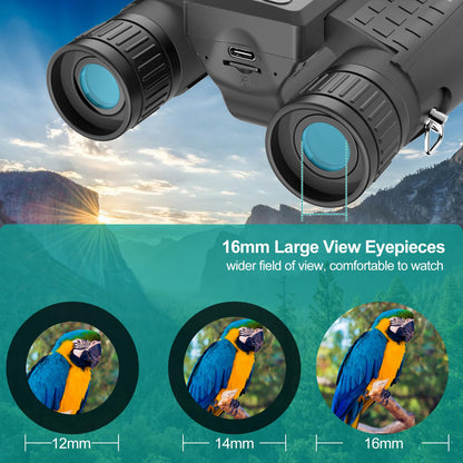ZZSTAR Binoculars for Adults High Powered, 12x32 Binoculars with Camera, 2" LCD Display, 5MP 1080P Video Photo Recording, Large View for Bird Watching Hunting Travel with 32GB Card - Black