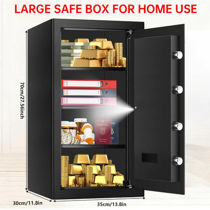 6.0 Cub Large Fireproof Safe Box for Home Use, Digital Security Safes Fireproof Waterproof with Combination Lock and 3 Removable Shelves, Anti-Theft Home Fire Safe for Document Money Valuables