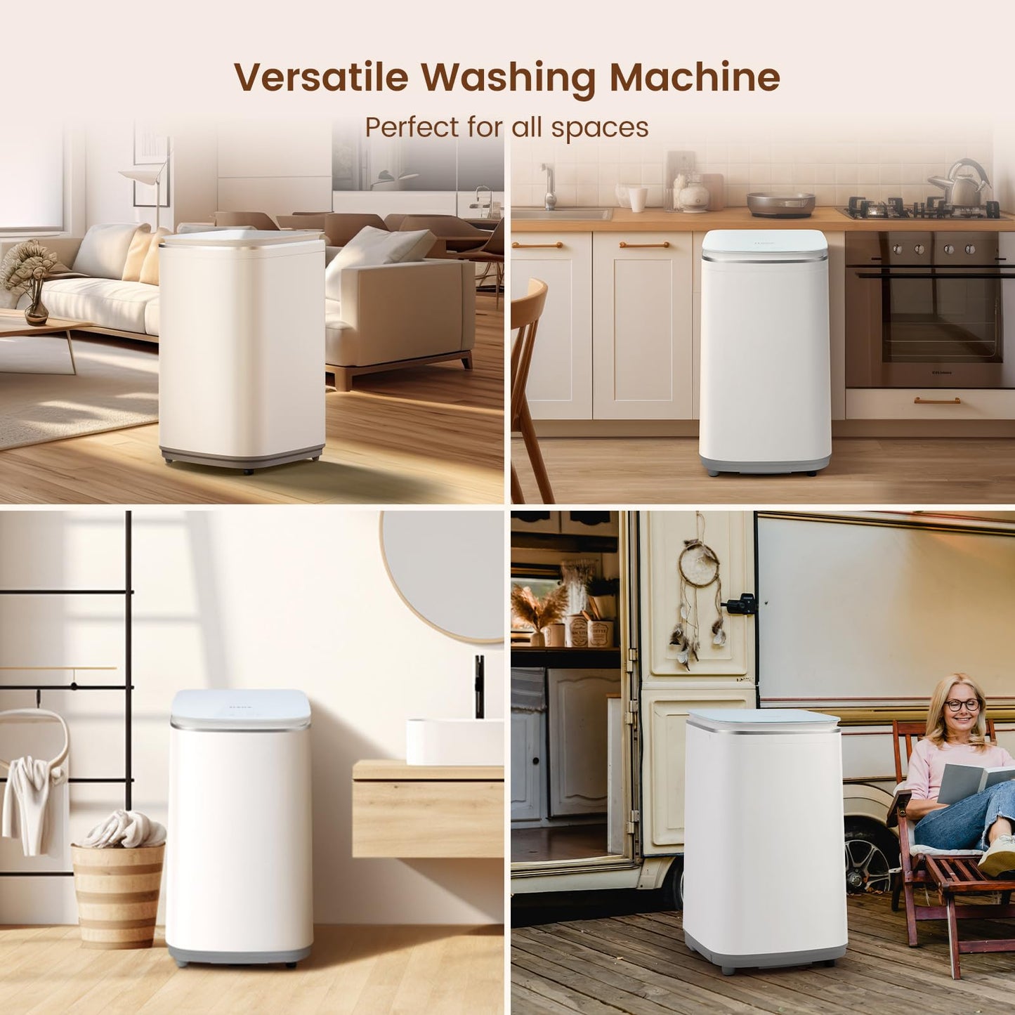 HAVA Portable Washing Machine, 0.8 Cu. Ft. Capacity Mini Washer & Spin Dryer, Fully Automatic with 8 Wash Programs, Hot Wash Options & Upward Drainage, Space Saving for Apartments, Dorms, and RVs