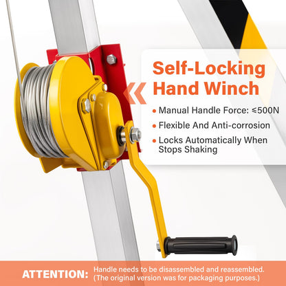 TRSMIMA Confined Space Tripod Kit - Heavy Duty Rescue Tripod Lifting Hoist 1200LBS Winch| 7'Adjustable Legs| 98' Cable Portable Tripod Kit| 32.8' Fall Protection| 4.4-7.02ft Working Height