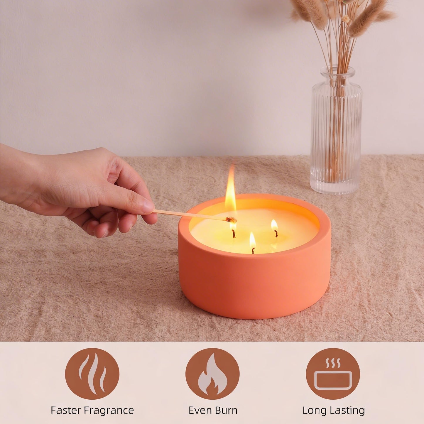 Viyffo 20oz Large Scented Candle – Pumpkin Spring Spice, 3 Wick Candles for Home Scented, Non Toxic Soy Candle for Women and Men, Orange Decorative Ceramic Jar, Luxury Home Décor & Warm Birthday Gift