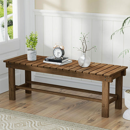 YangAera 47.2'' Outdoor Garden Benches Weatherproof Patio Bench Two-Person Seat Backless Bench Wood Bench with Slatted High Temperature Bench for Front Porch Backyard (Upgraded to Prevent Fading)