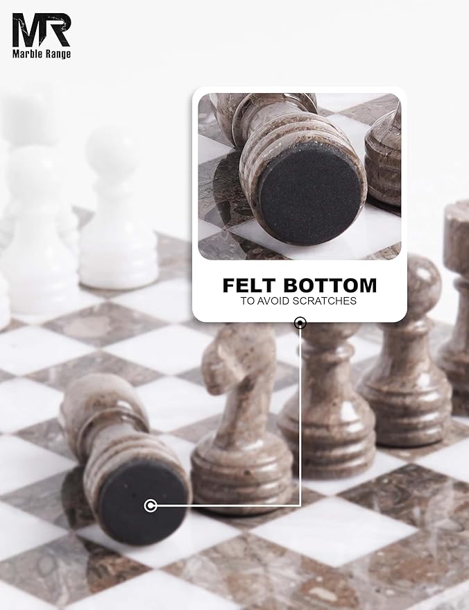 Marble Chess Set for Adults 12 Handmade Oceanic &amp White Board Game with 32 Chess Pieces 2 Extra Queens &amp Storage Box Luxury Travel Game Elegant for Home Decor