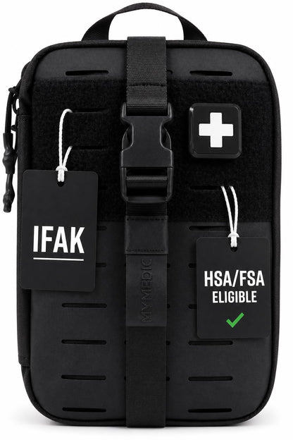 MY MEDIC MyFAK Standard Tactical IFAK & AFAK First Aid Kit - HSA FSA Items - Built in USA - Medical Supplies & Combat Medic Kit for Car, Truck, Vehicle & EDC Emergencies - Tactical Medical Bag, Black