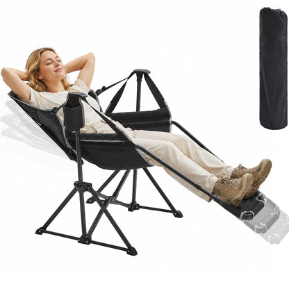 Hammock Swinging Rocking Camping Chairs with Footrest for Adults up to 400lbs,Folding Portable Chair with Cup Holder Pillow,Heavy Duty Chair for Beach,RV Travel,Hiking