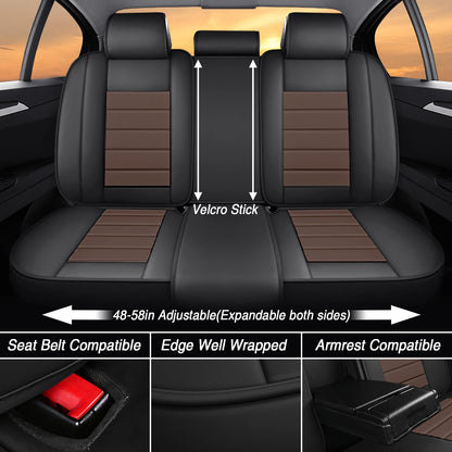 FASSME Seat Covers Custom Fit for Ford Expedition 2000-2026, 7 Seat, Compatible Airbag Non-Slip Waterproof Leather Seat Cover, Luxury Interior Car Seat Covers Full Set, Black Coffee