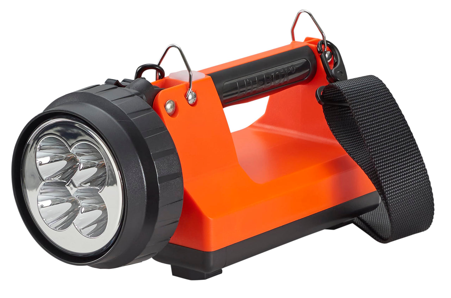 Streamlight 45851 E-Spot LiteBox 1500-Lumen 110000 Candela Rechargeable Spot Beam Lantern with AC/DC Charging, Heavy Duty Shoulder Strap, and Mounting Rack, Orange