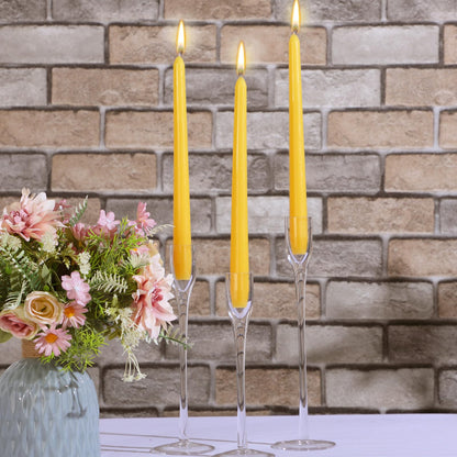 MTLEE 16 Pcs 10 Inch Long Tapered Candle Stick Bulk Smokeless Unscented Burning Candlestick Paraffin Wax with Cotton Wick for Valentine's Day Baby Shower Wedding Holiday Party Church (Yellow)