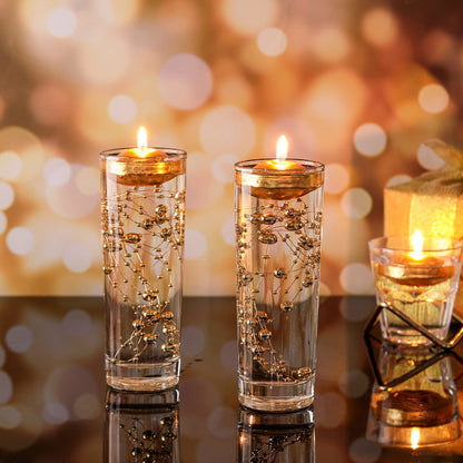 Nuanchu 12 Pieces 1. 65 Inch Floating Candles for Wedding Centerpiece, Small Unscented Floating Round Tealights Metallic Smooth Wax Disc Candles for Graduation Dinner Home Decor(Gold)
