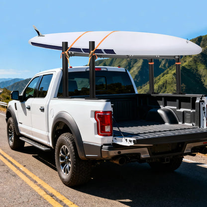 LMYYGOO Universal Adjustable Truck Ladder Rack Fits 62-80 Inch Pickup Beds (F-150, Silverado, RAM, Toyota Tundra) & Open/Enclosed Trailers, 800 LB Heavy Duty Rack for Ladders, Pipes, Kayak