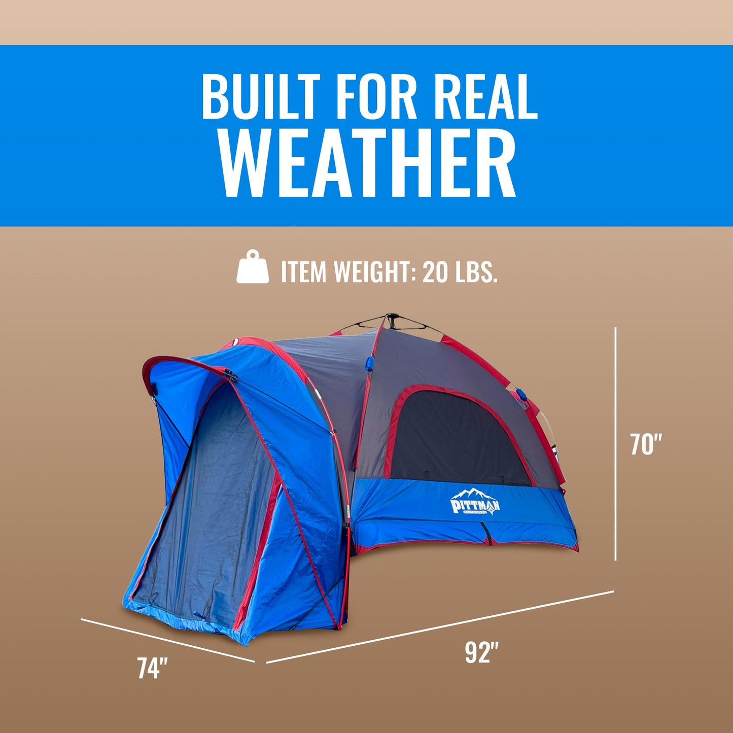 Pittman Outdoors Truck Bed Tent – EZ-UP Easy Assembly Truck Tent for Camping with Rain Fly, Extra Wide Entry, Oversize Air Mesh & Porch Cover – Premium Truck Bed Camp - 5.5 ft - 5.8 ft