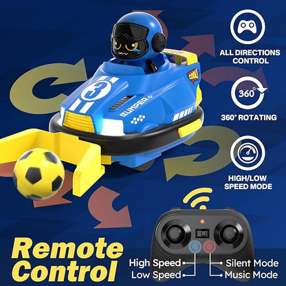 Cute Cartoon Remote Control Bumper Car Toy Set of 2 Players Football Games|Toddlers Mini RC Car Toys with Light &amp Sound &amp 360°Rotating|Christmas Birthday Gifts for 3 4 5 Year Old Boys Girls