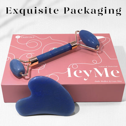 BAIMEI Jade Roller & Gua Sha, Face Roller, Facial Beauty Roller Skin Care Tools, Self Care Gift for Men Women, Massager for Face, Eyes, Neck, Relieve Fine Lines and Wrinkles - Rose Quartz
