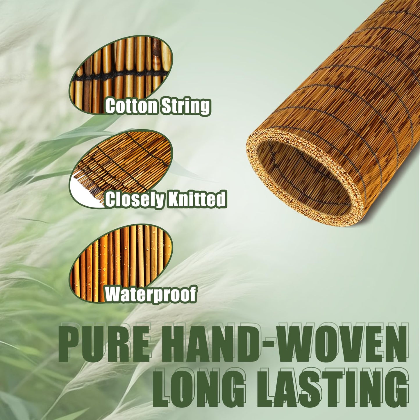 MOOKNAT Natural Reed Fence,6FT X 16.4FT Bamboo Fencing Privacy Reed Screening for Outdoor, Gallery, Restaurant, Hotel, Patio (Brown)