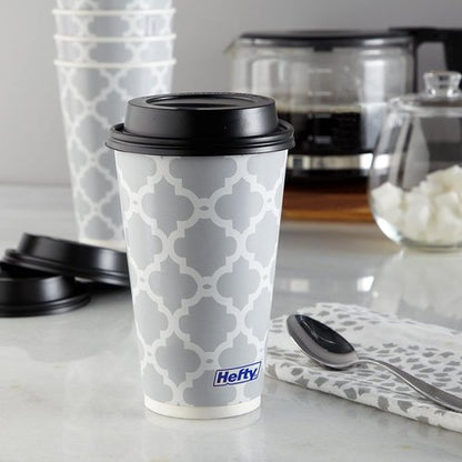 Hefty Disposable Hot Cups - 16 Ounce with Lids | 20 Count for Convenient Serving