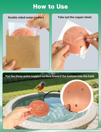 Skiennix 2-Pack Copper Bird Bath Cleaning Disks - 99.9% Pure Copper, 0.6mm Thick, Triple-Point Support