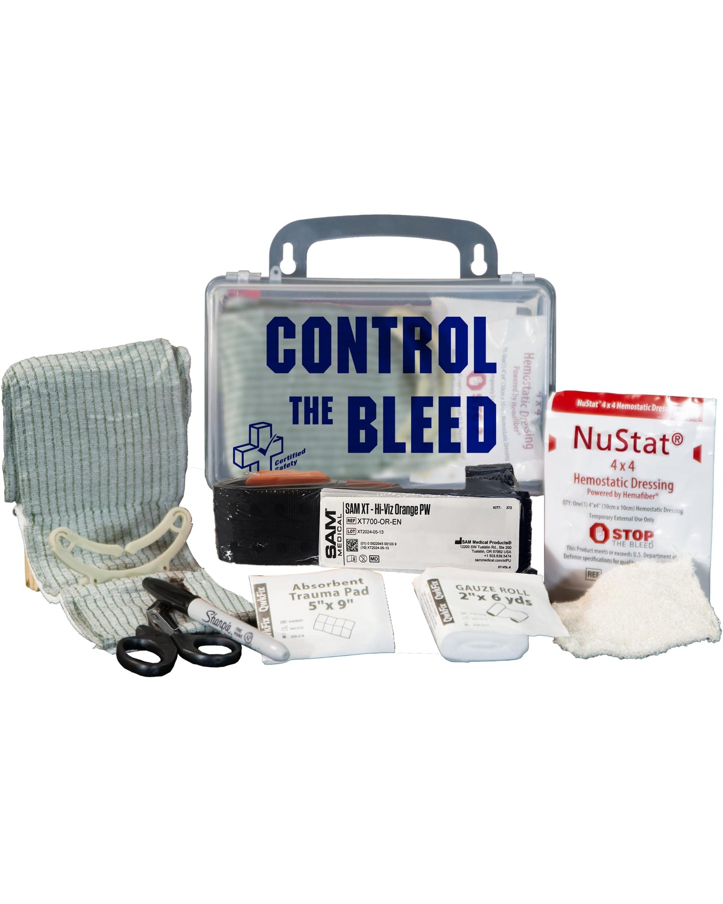 Certified Safety Mfg Control the Bleed Kit - 10pc USA-Made Control the Bleed Kit with Tourniquet, Gauze, Hemostatic Bandage, and More - Blood Clotting Products for Medical Trauma to Stop Bleeding