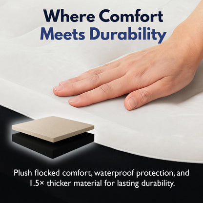 King Koil Plush Pillow Top Luxury Twin Air Mattress with Built-in High-Speed Pump for Camping, Home & Guests - Airbed Inflatable Blow Up Mattress, Waterproof, 1-Year Manufacturer Warranty.