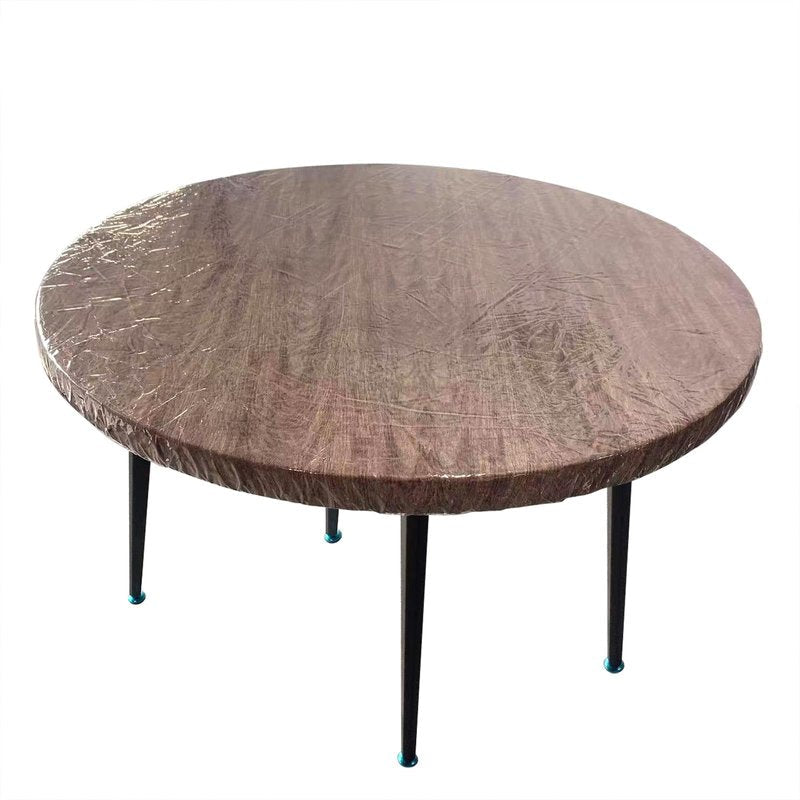 LIBERECOO Clear Round Fitted Vinyl Tablecloth for 49-56" Diameter Tables - Heavy Duty Elasticized Table Cover Elastic Edged Plastic Table Cloth Protector