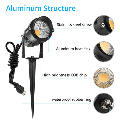 GXSTHY LED Spotlights Outdoor, 8 Pack 3CCT 7W 700LM Landscape Lighting, US Plug Hardwired 110V-120V Waterproof Spiked Tree Uplights for Yard Lawn Flag Garden Pathway