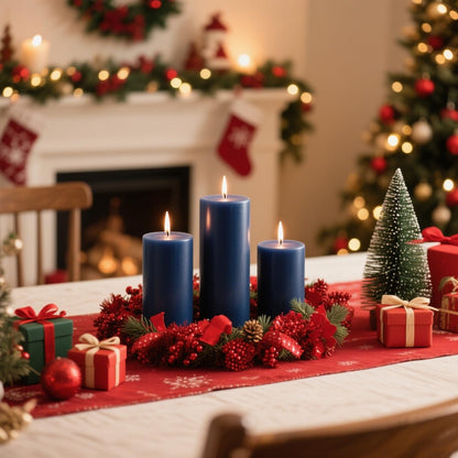 4 Pack Navy-Blue Pillar Candles, 2x4 Inch, Long-Lasting, Dripless and Smokeless Unscented Candles, Ideal for Home Décor, Parties Weddings and Relaxation
