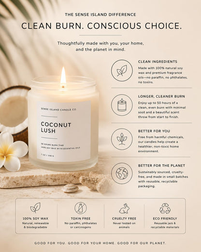Coconut Lush Scented Candle | Inspired by VS Coconut Passion | 7oz Soy Wax Long Lasting Scented Candle for Women | Gift for Women Sensual Warm and Cozy Fragrance