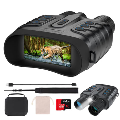 Night Vision Goggles,4K Full-Color Night Vision Binoculars for Adults with 3" HD Screen, 10000mAh Battery & 1968FT Night Vision Range,64GB Card,850nm Infrared,8X Zoom, Ideal for Camping & Hiking