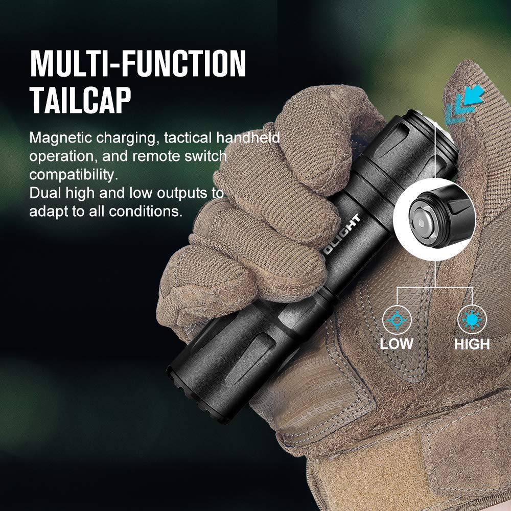 OLIGHT Odin Mini Ultra Compact MIok Tactical Flashlight, 1250 Lumens 14400 Candela 240 Meters Rechargeable Weaponlight for Hunting Outdoor Use with Remote Pressure Switch and Slide Rail Mount