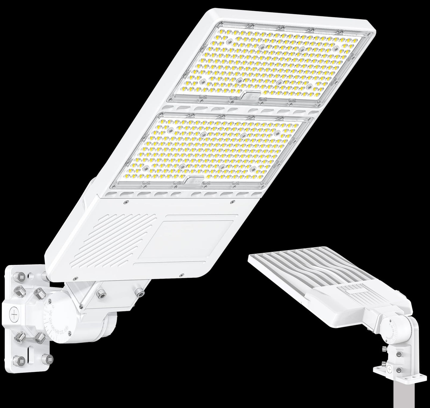 OPENLUX 320W LED Parking Lot Light with Photocell UL Listed 48000LM 5000K LED Shoebox Light Pole Flood Fixture IP65 Commercial Area Lighting Arm & Slip Fitter in 1 Mount, AC100~277V